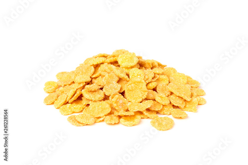 Corn flakes isolated on white background.