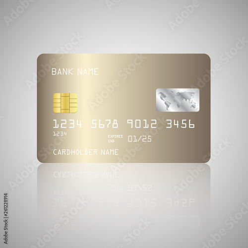 Gold Credit card. Golden credit card template or mock up