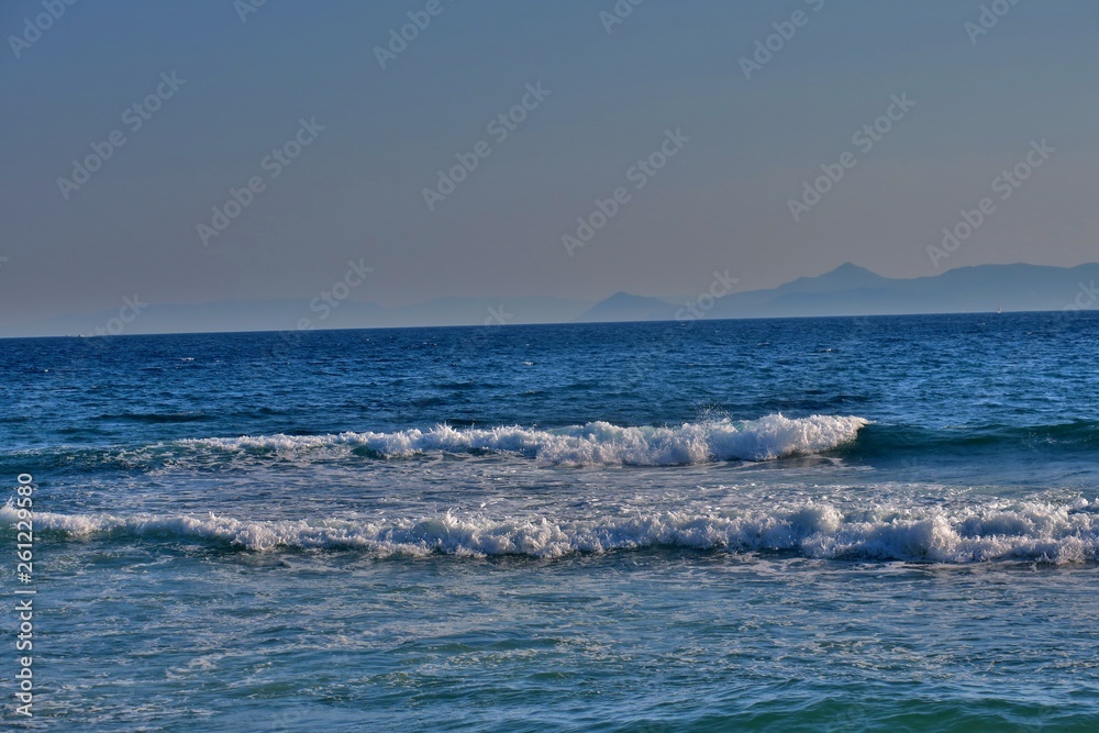 clear blue sea gorgeous beach in beautiful Greece. 