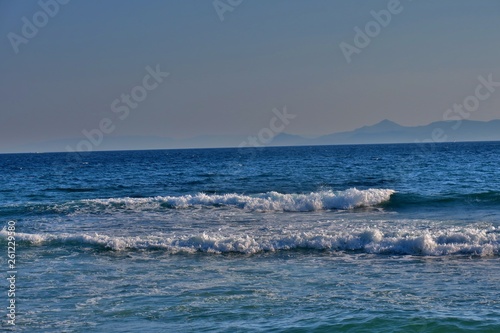 clear blue sea gorgeous beach in beautiful Greece. 