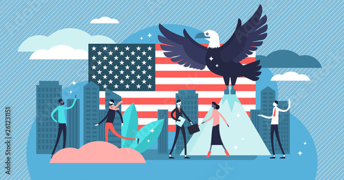America vector illustration. Flat tiny unites states country person concept