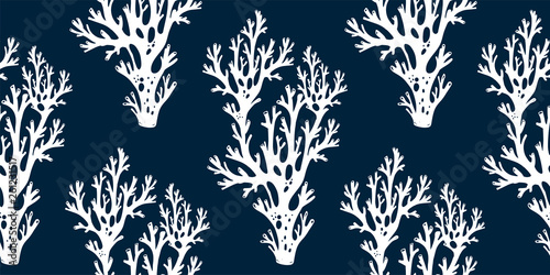 Tree branches or coral algae doodle linear seamless pattern.