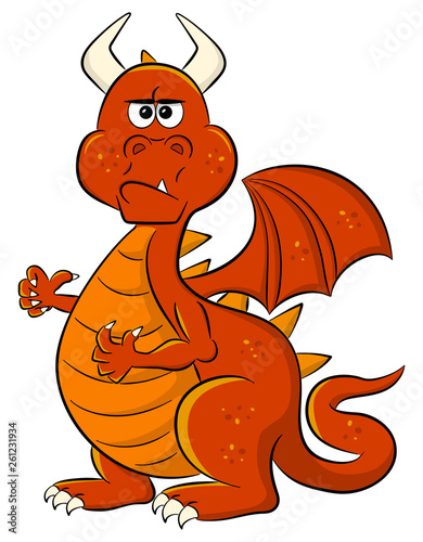 angry looking cartoon dragon Fototapet