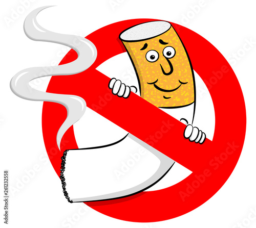 no smoking sign with cartoon cigarette
