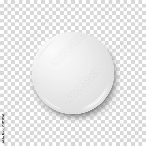 Realistic pin badge isolated on transparent background. Graphic design element for slogans, sale announcements, corporate identity, scrapbooking. Mock up template for your design.
