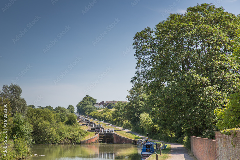 The famous/infamous Caen Hill lock flight on the Kennet and Avon canal in Wiltshire The famous/infamous Caen Hill lock flight on the Kennet and Avon canal in Wiltshire