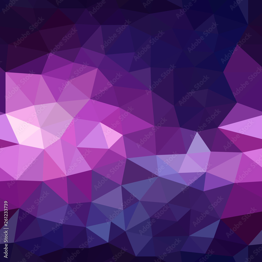 Abstract purple and blue seamless background of triangle elements. Polygonal graphic design.