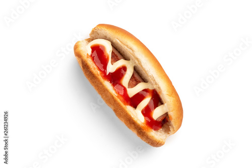 Hot dog isolated on white background. 