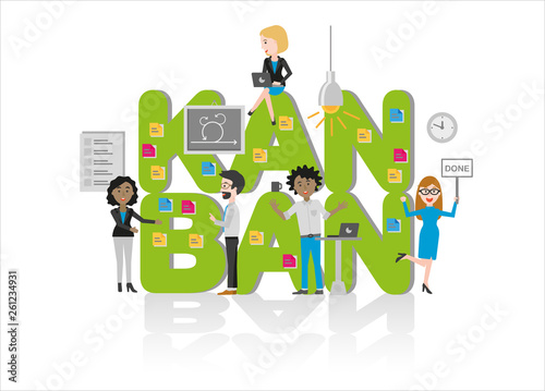 agile business people working with a KANBAN board
