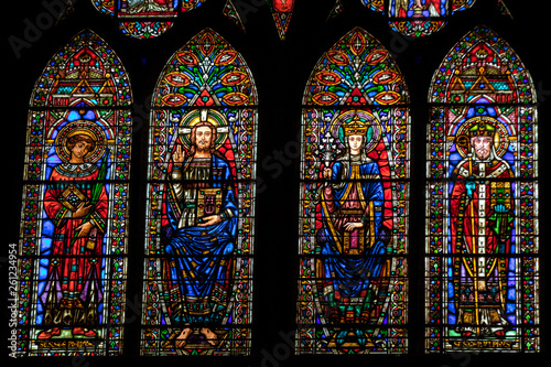 Stained glass windows at Saint Etienne Cathedral in Cahors  Occitanie  France