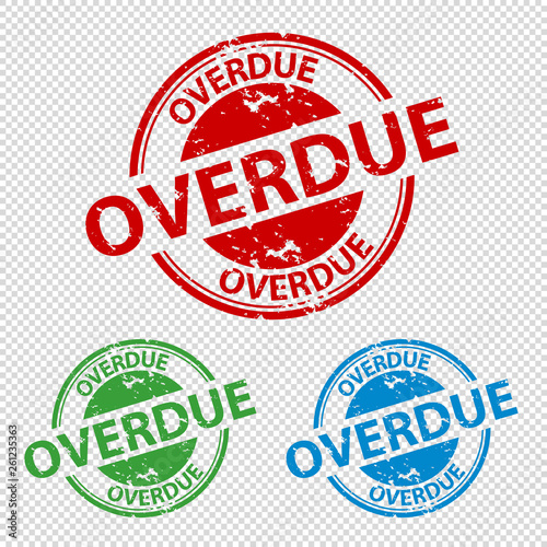 Rubber Stamp Seal Overdue - Vector Illustration - Isolated On Transparent Background