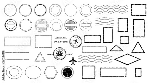 Retro postage cancellations, shipping stamps and markings of postcards.