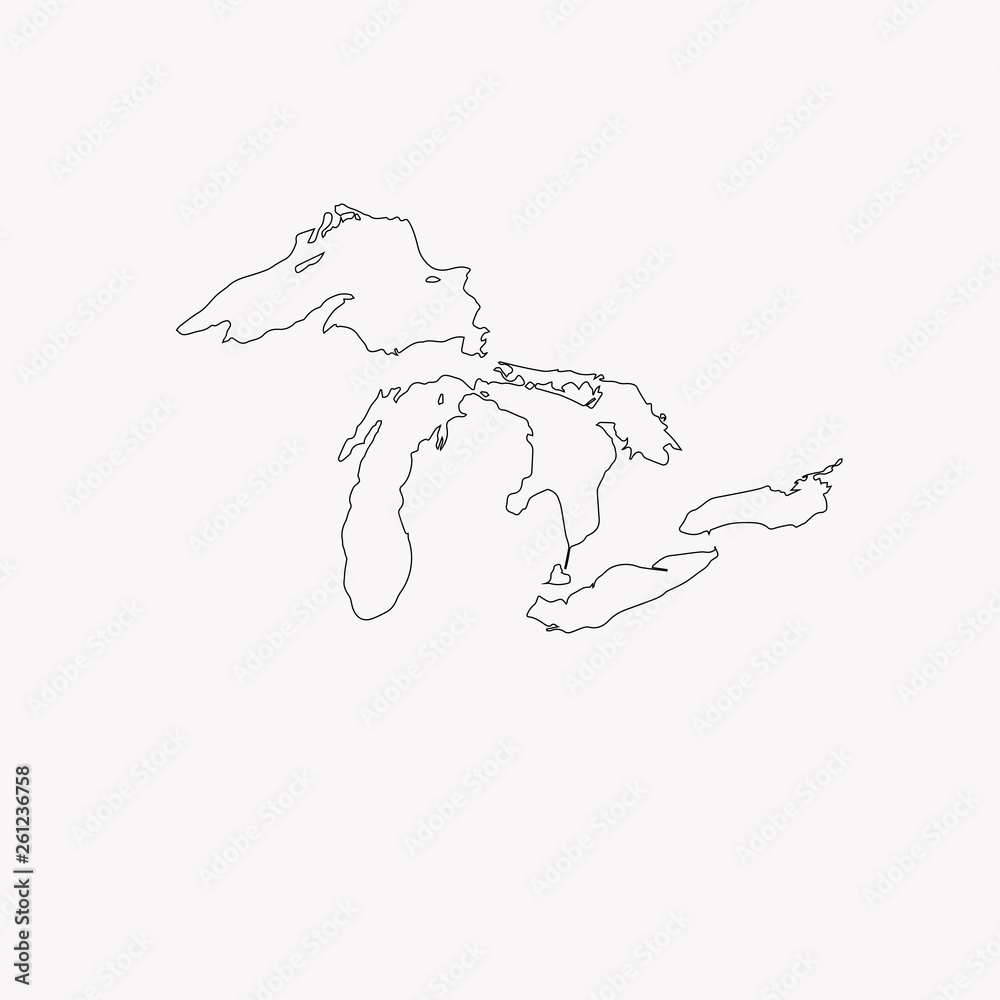 Great Lakes Map. Raster illustration