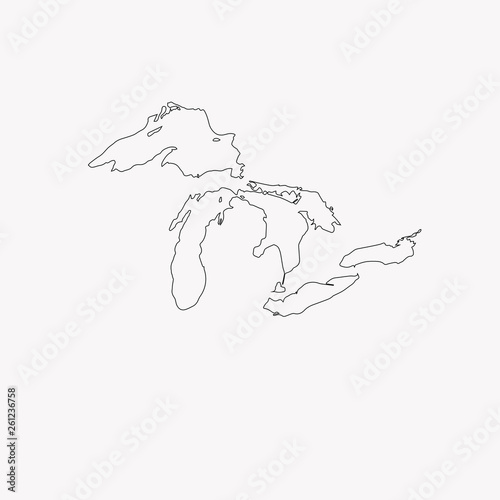 Great Lakes Map. Raster illustration