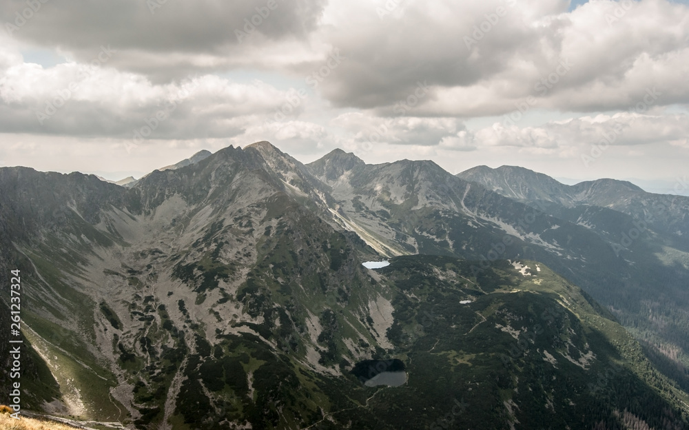 View from Volovec mountain peak in Zapadne Tatry mountains on slovakian-polish borders
