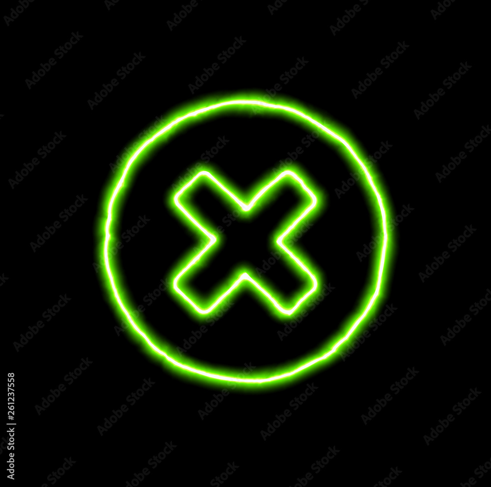 Obraz premium green neon symbol times circle