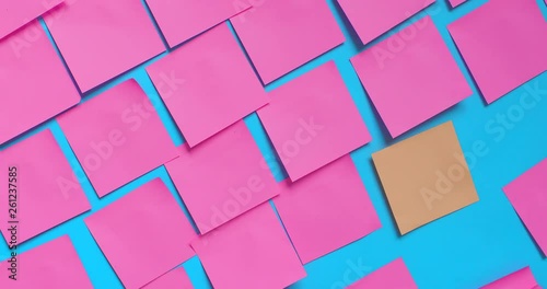Post it notes on blue wall