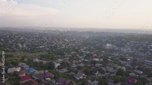 Pan down panorama shot of Durlesti city in Moldova photo