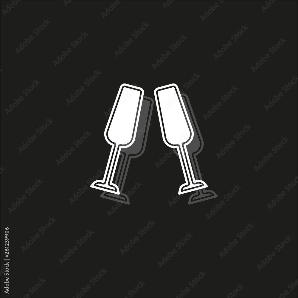 Fototapeta premium champagne bottle icon - drink alcohol symbol - holiday celebration icon