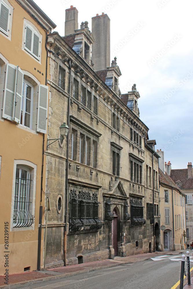 Houses on a street in Dole, France