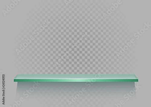 glass shelf on gray transparent background