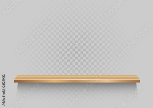 wooden shelf on transparent background
