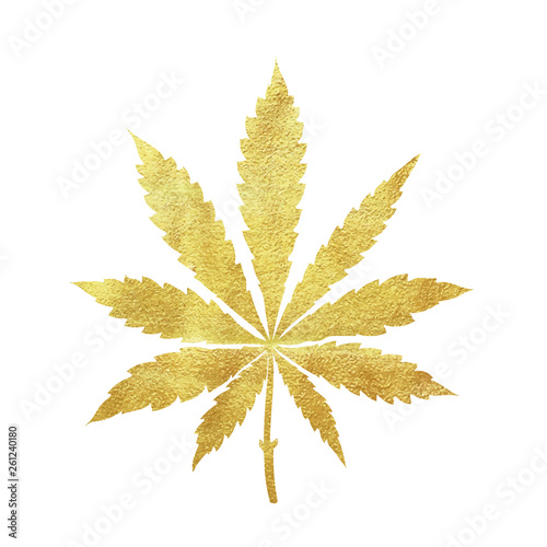 Gold cannabis indica leaf vector