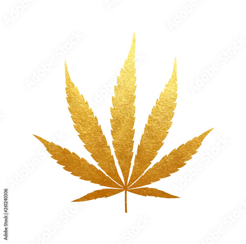 Gold cannabis indica leaf vector