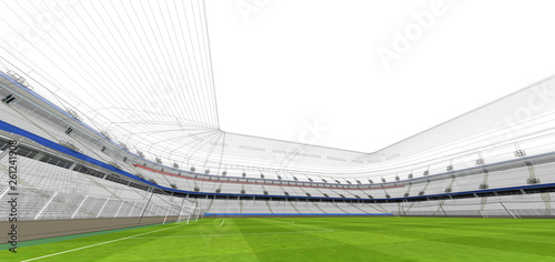 3D wireframe of stadium or sport arena. Sports background 