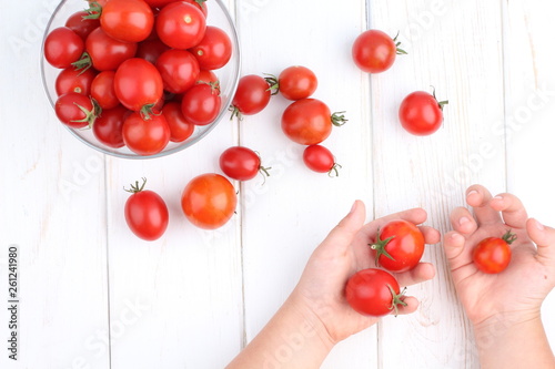 Fresh tomatoes on white backgrjund photo