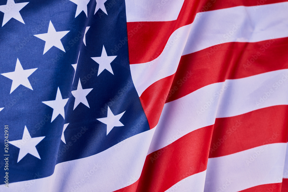 American flag waving in the wind. Close-up American flag waving in the wind. Close-up
