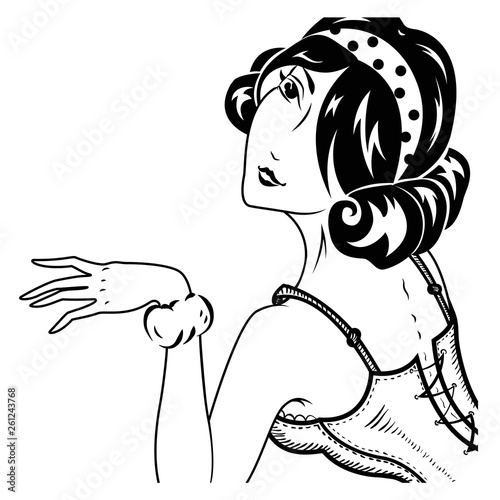 Vintage pin up woman portrait in lingerie