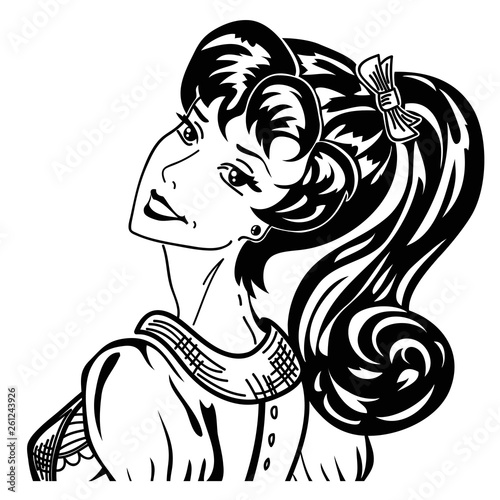 Vintage pin up housewife portrait with apron
