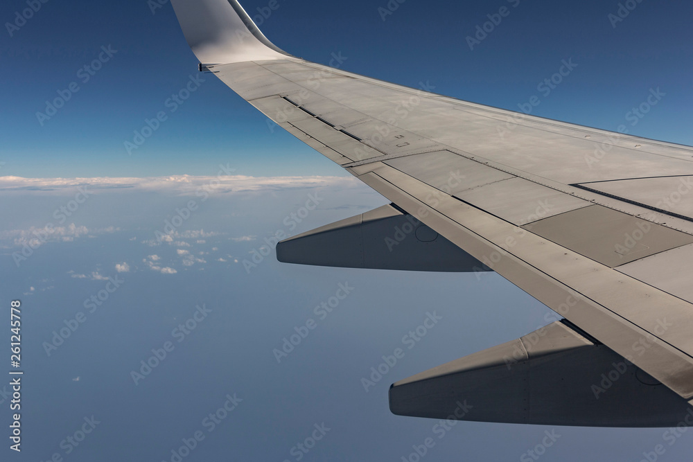 View of the earth from the wing of the aircraft.