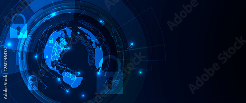 Cybersecurity and information or network protection. Future technology web services for business and internet project