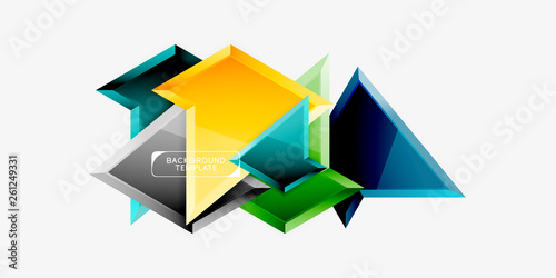 Bright colorful triangular poly 3d composition,abstract geometric background, minimal design, polygonal futuristic poster