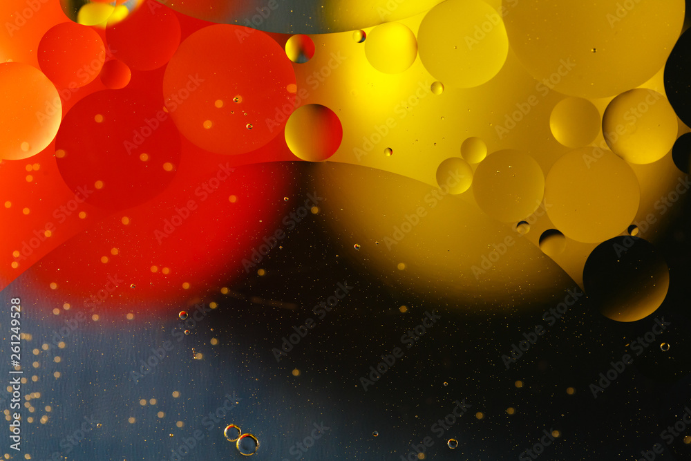 Beautiful abstract space background, mixed drops and water and oil.