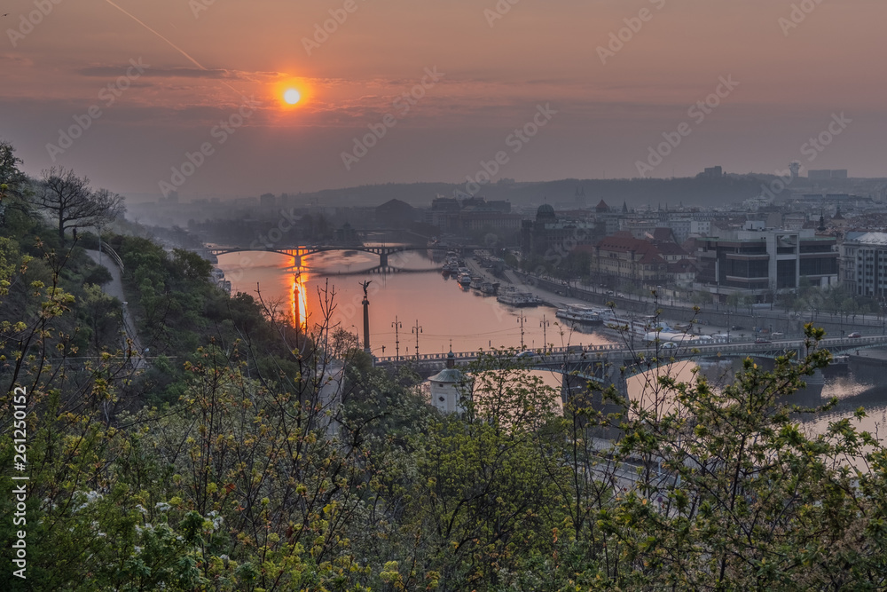 Prague, Czech Republuk.  Sunrise in the spring morning