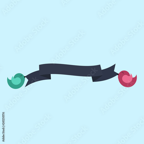 Vector Illustration of abstract birds holding a banner
