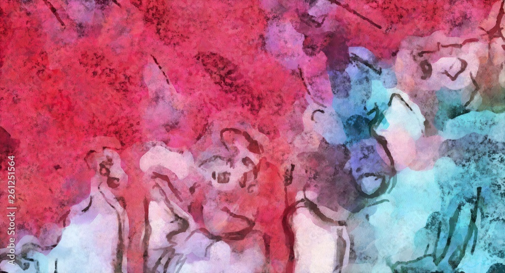 Fototapeta premium Abstract acrylic watercolor background. Colorful high resolution texture. Warm and bright colors pattern.