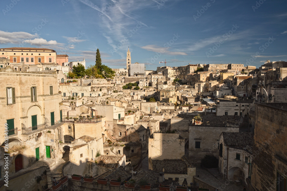 The ancient city of Matera, with houses built in stone