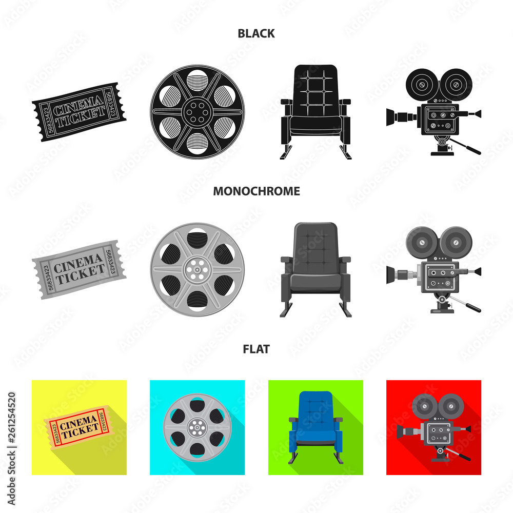 Vector illustration of television and filming symbol. Collection of television and viewing stock symbol for web.