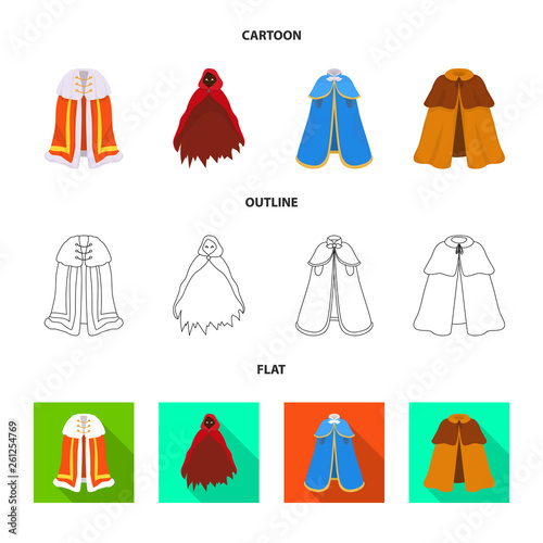 Vector illustration of material and clothing symbol. Set of material and garment vector icon for stock.