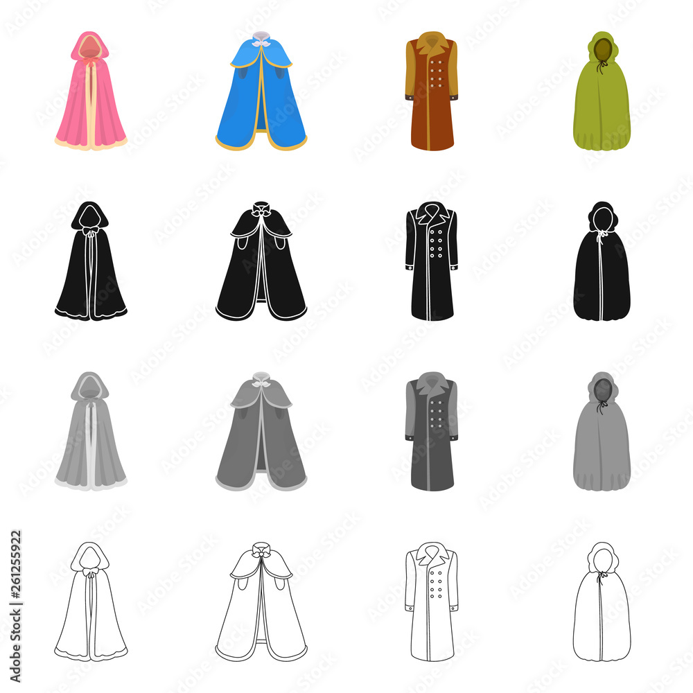Vector illustration of material and clothing symbol. Collection of material and garment vector icon for stock.