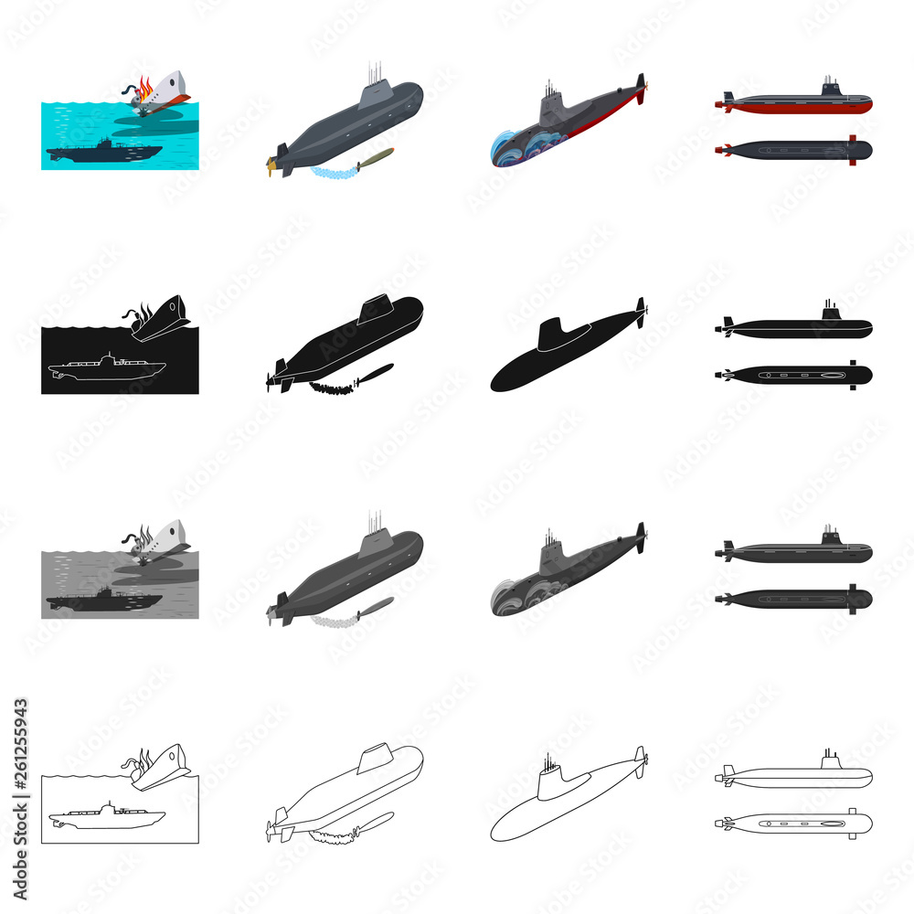 Vector design of war  and ship icon. Set of war  and fleet vector icon for stock.