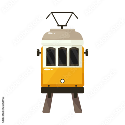 Vector design of tram and lisbon logo. Set of tram and railway vector icon for stock.