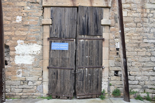 Urban Barn Doors with Street Sign, Limassol, Cyprus