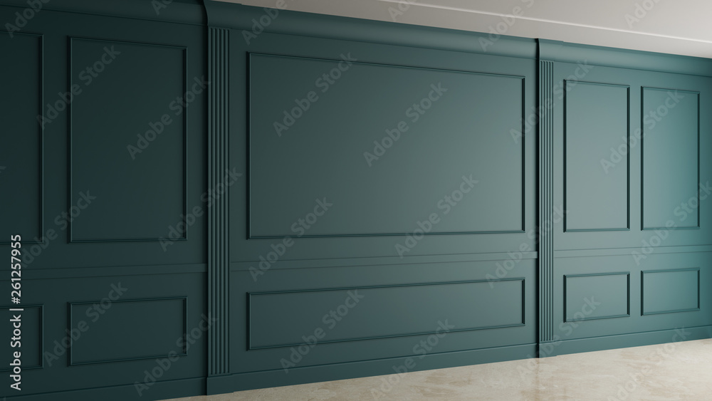 Green Interior Classic Wall Decoration, Retro and Modern 3D Rendering Green Interior Classic Wall Decoration, Retro and Modern 3D Rendering