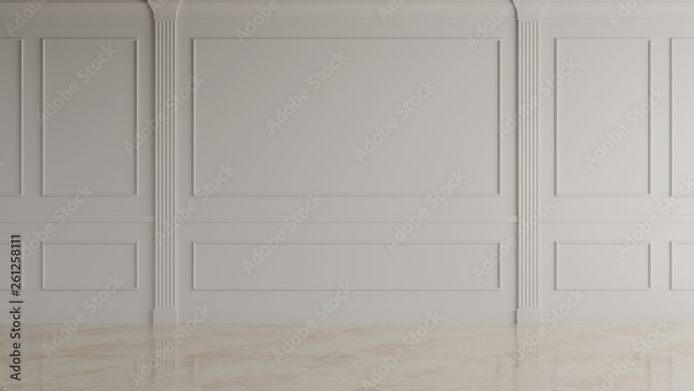 White Interior Classic Wall Decoration, Retro and Modern 3D Rendering White Interior Classic Wall Decoration, Retro and Modern 3D Rendering