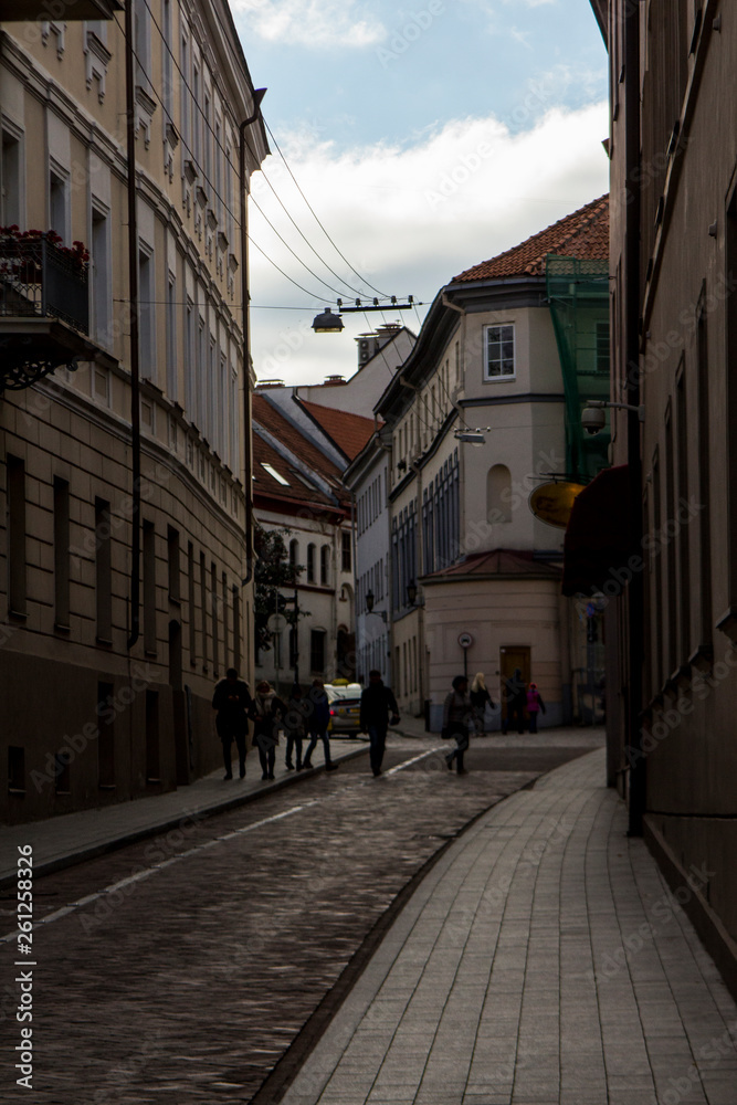 Narrow street in the Old Town of Vilnius. Lithuania